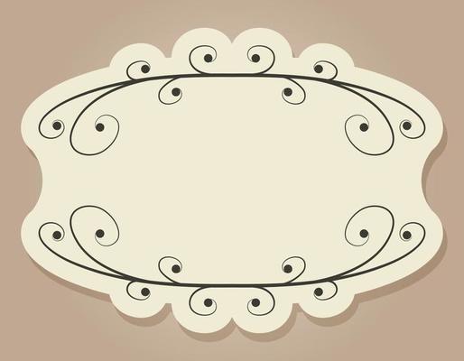 Vintage old frame or label with elegant swirls ornament. Vector isolated banner or template.