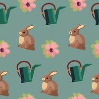 Spring concept. Seamless pattern of set of gardening tools. vector