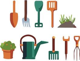 Spring concept. Set of gardening tools. vector