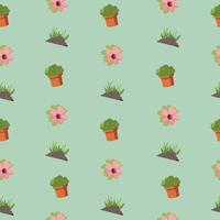 Spring concept. Seamless pattern of set of gardening tools. vector