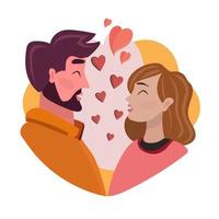 Happy couple laughing, flat illustration in cartoon style vector