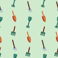 Spring concept. Seamless pattern of set of gardening tools. vector