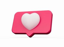 Message icon with a white heart 3d illustration photo