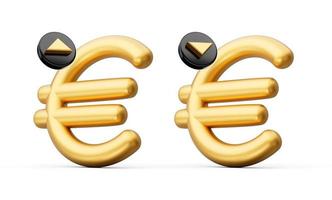 Golden euro sign rounded on white background 3d Illustration photo