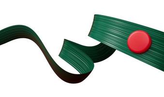 3d Flag Of Bangladesh Country, 3d Wavy Green Ribbon Isolated on White Background, 3d illustration photo