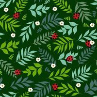 Cartoon ladybug with green leaves seamless pattern. Modern summer design of the cover, packaging, stationery. vector