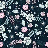 Seamless flowers pattern. Spring art print with botanical elements. vector