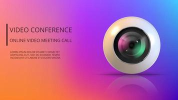 Realistic round webcam. Design for video conference or video chat vector