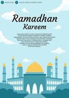 Ramadan Background Template on A4 Size with Mosque Illustration vector