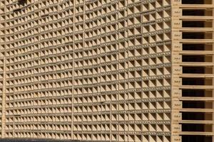 Pallets stacks close up view photo