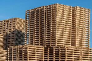 Pallets stacks close up view photo