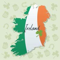 Isolated map of ireland with different traditional icons on background Vector