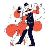 aislado linda Pareja bailando a tango música concepto vector