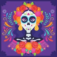 Colored dia de los muertos poster Vector