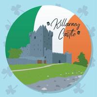 Colored irish sticker with killarney castle landmark Vector