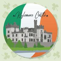 Colored irish sticker with kylemore castle landmark Vector