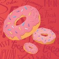 Group of colored donut fast food Vector