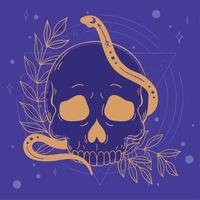 Snake on a head skull Esoterism icon Vector