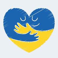 Isolated heart shape with hands hugging itself Help Ukraine Vector