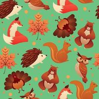 otoño sin costura modelo antecedentes con diferente animales vector