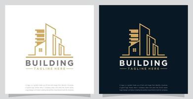 Building logo design template with a line shape design vector illustration building or real estate icon symbol creative