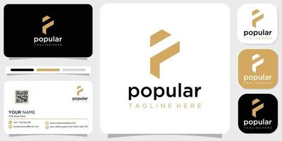 Simple letter p vector logotype with business card template