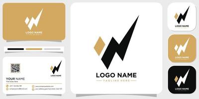 Creative letter n and w with nw or wn concept logo with business card template vector