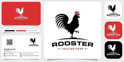 Simple rooster vector logotype with business card template