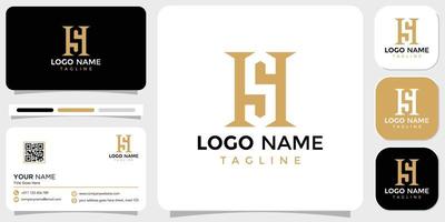 Logo letter HS or SH company brand design vector with business card template