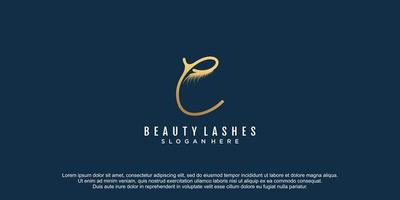 Eyelash logo with monogram letter C concept design icon vector illustration