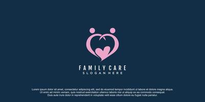 Family care logo with love concept design icon vector illustration