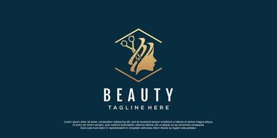 Beauty salon logo with creative concept and unique element design icon premium vector