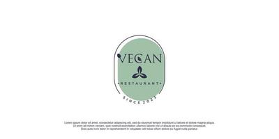 Vegan food logo with creative and unique design icon vector illustration