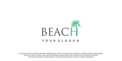 Palm beach logo with creative style and unique element design premium vector