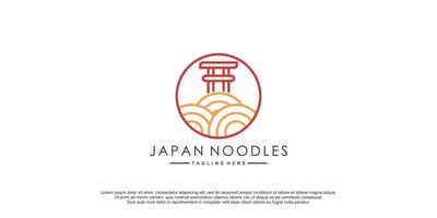 Noodels logo with torii japanese concept creative design vector icon illustration