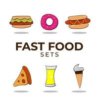 fast food set with simple design vector