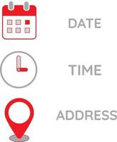 Date, Time, Address or Place Icons Symbol vector