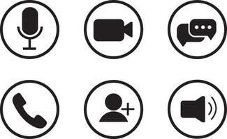 Set of icons for video conferencing, instant messengers. Vector illustration