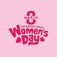 March 8, Happy Womens Day Lettering vector Logo design for greeting card, banner, poster, social media. International Women's Day typography, lettering, calligraphy.