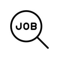 Job word with a magnifying glass symbol, job search concept icon in line style design isolated on white background. Editable stroke. vector