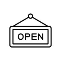 Open sign board icon in line style design isolated on white background. Editable stroke. vector