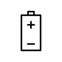 Battery with positive, plus and negative, minus sign icon in line style design isolated on white background. Editable stroke. vector