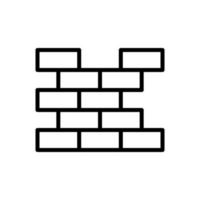 Broken brick wall icon in line style design isolated on white background. Editable stroke. vector