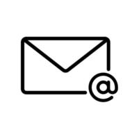 Email or envelope with at sign icon in line style design isolated on white background. Editable stroke. vector