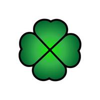 Green Shamrock clover vector icon. St Patrick day symbol, leprechaun leaf sign. Shamrock clover isolated, flat decorative element.