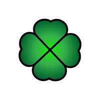 Green Shamrock clover vector icon. St Patrick day symbol, leprechaun leaf sign. Shamrock clover isolated, flat decorative element.