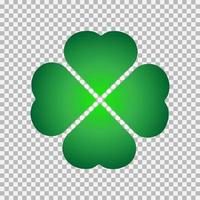 Green Shamrock clover vector icon. St Patrick day symbol, leprechaun leaf sign. Shamrock clover isolated, flat decorative element.