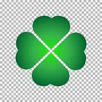 Green Shamrock clover vector icon. St Patrick day symbol, leprechaun leaf sign. Shamrock clover isolated, flat decorative element.