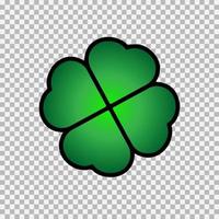 Green Shamrock clover vector icon. St Patrick day symbol, leprechaun leaf sign. Shamrock clover isolated, flat decorative element.