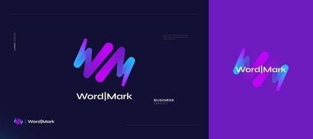 Abstract W and M Initial Logo Design with Colorful Blend Style. WM Initial Logo for Business and Technology Brand Identity vector